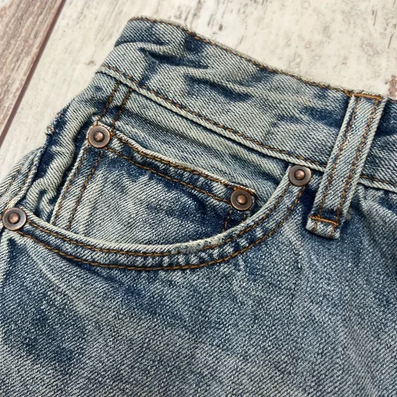 Free People High Waisted Denim Shorts Light Wash Distressed Size 24 NWOT - Picture 15 of 16